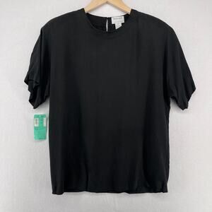 PREVIEW Top Womens 8 Collection Silk de Chine Short Sleeve Blouse Black NEW